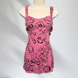 Lena Jeans Pink Floral Mesh Babydoll Tank Y2K - Size Large